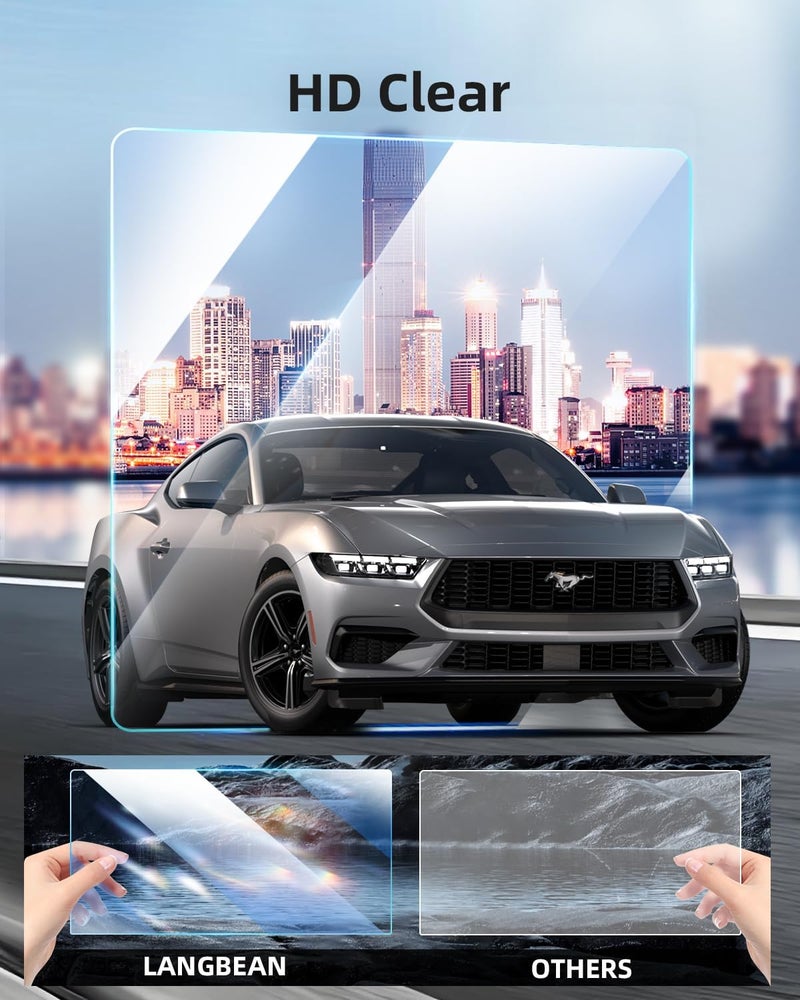 LANGBEAN Screen Protector for 2024 2025 Ford Mustang EcoBoost/GT 13.2" Center Touchscreen & 12.4" LCD Digital Screen, HD Clear, High Sensitivity, 9H Tempered Glass Car Navigation Screen Protector - Image 4